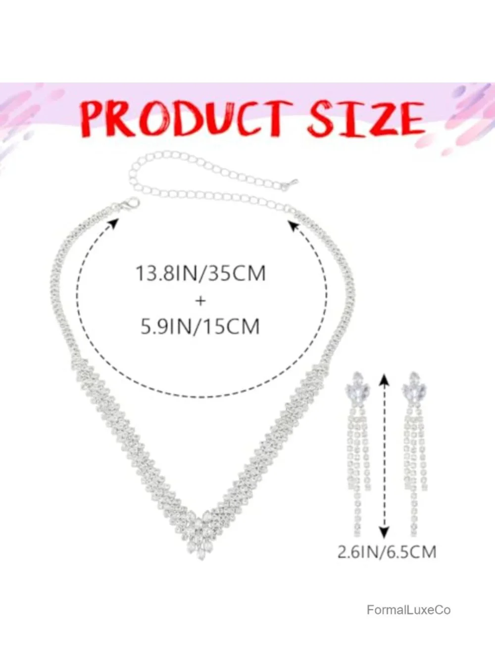 Rhinestone Bridal Jewelry Set with Necklace and Earrings